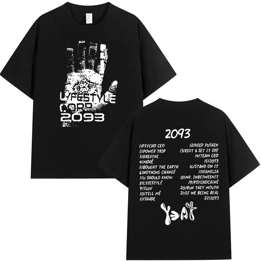 Мужская футболка с графическим принтом Rapper Yeat 2093, модная, высокое качество, повседневная, хлопок, короткий рукав, летняя, оверсайз, Y2K