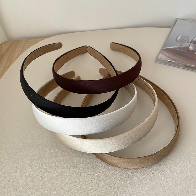 Французская ретро шелковая повязка на голову: Элегантный однотонный женский аксессуар для волос