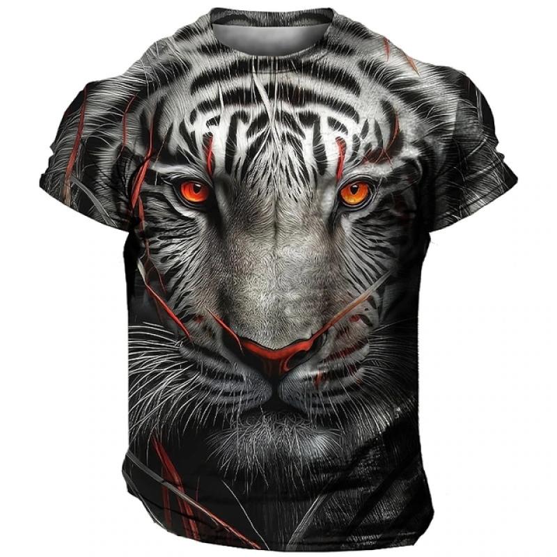 Летняя мужская футболка с животным принтом, повседневная одежда с короткими рукавами, модный уличный пуловер с круглым вырезом, мужские футболки большого размера