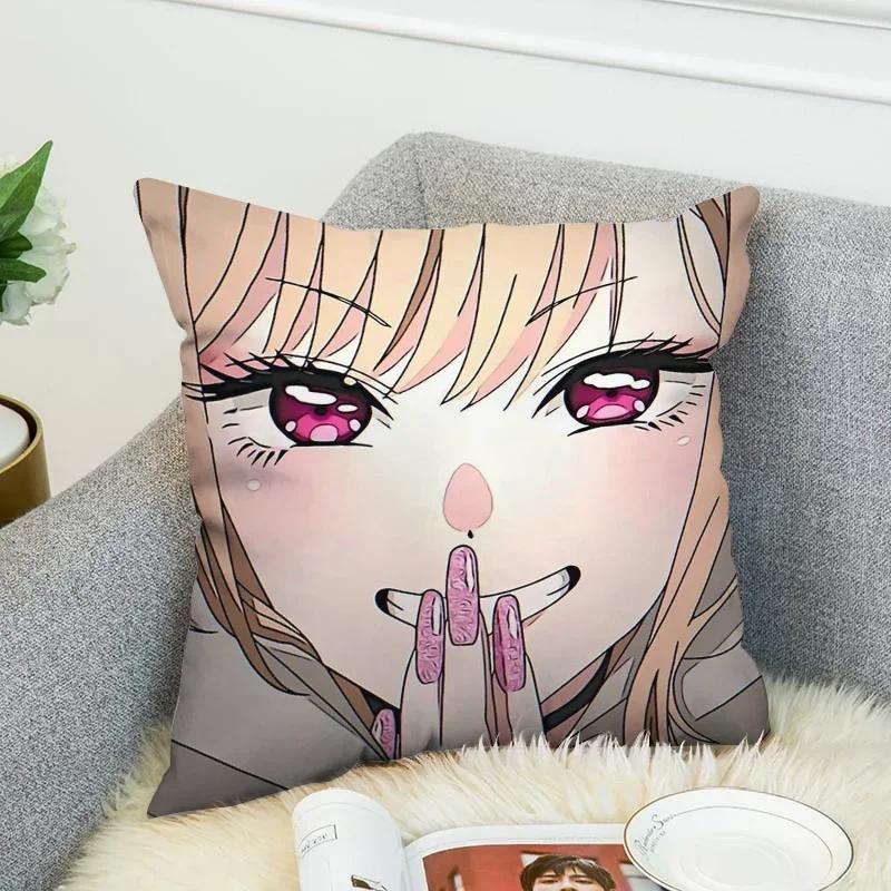 Pilow Cases Kitagawa Marin Couple Pillow Pillowcases 50X50 Decorative Pillows For Sofa Car Decoration Cushion Cover Luxury Anime