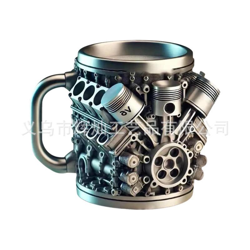 Кружка из смолы с блоком двигателя V8/V6, высококачественная механическая арт-кружка, подарок для автолюбителя