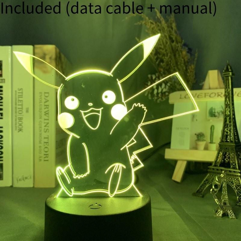 Креативный светодиодный 3D-ночник Пикачу, цветная акриловая декоративная настольная лампа, подарок
