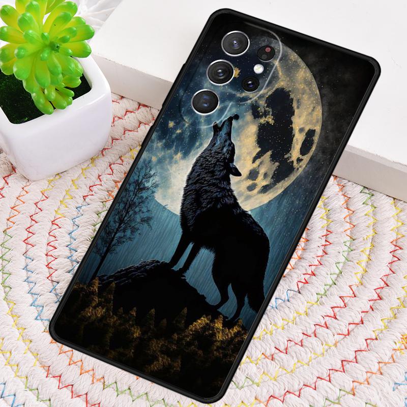 Силиконовый чехол для телефона Samsung Galaxy note 10 pro S26 S25 S24 S23 S22 S21 Plus S25Ultra с принтом 'Воющий волк на луне' Чехол