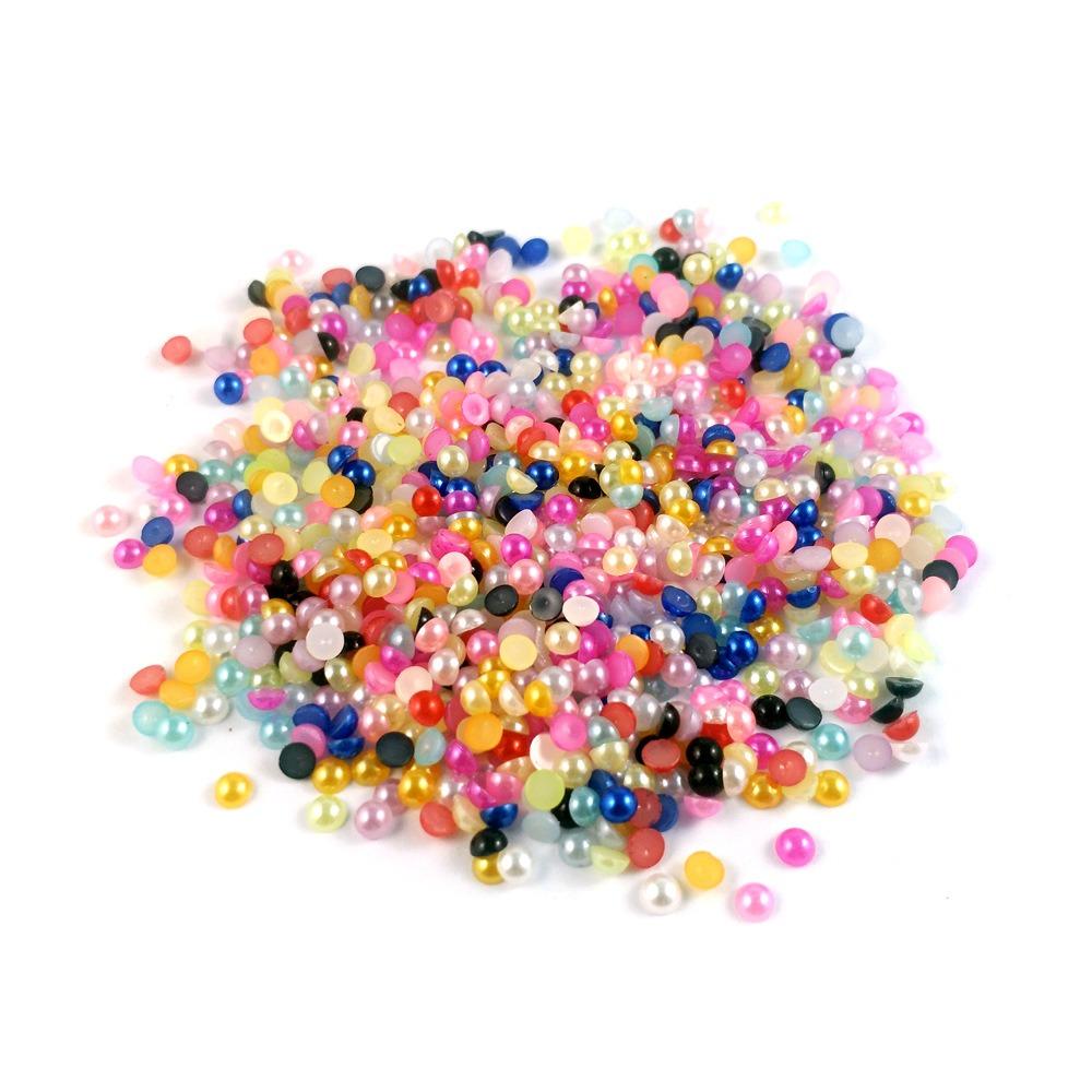 1000 шт., бусины из АБС-пластика с плоской задней частью, полукруглые свободные бусины, новый искусственный жемчуг, сделай сам, декоративный дизайн ногтей