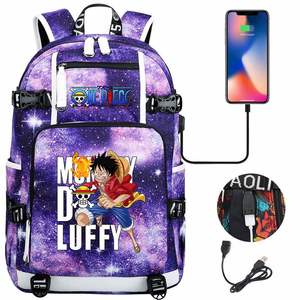One Piece Luffy Print Backpack for Teens Students Large Capacity Casual Travel Dual Shoulder Bags