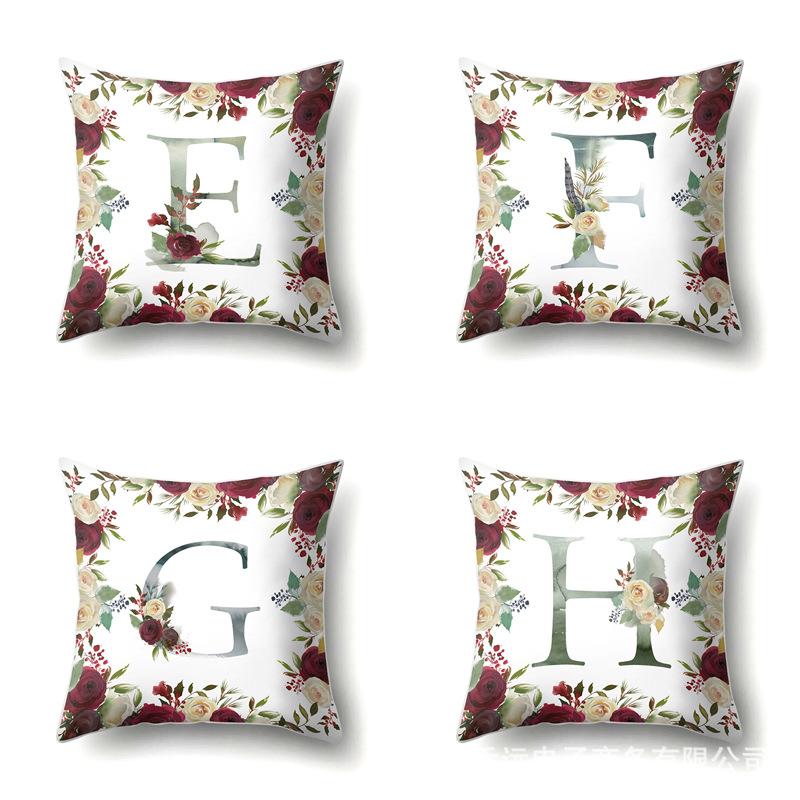 Полиэстеровая наволочка Американский Ретро Цветок Растение 26 Английских Букв Наволочка для Подушки Автомобильная Наволочка