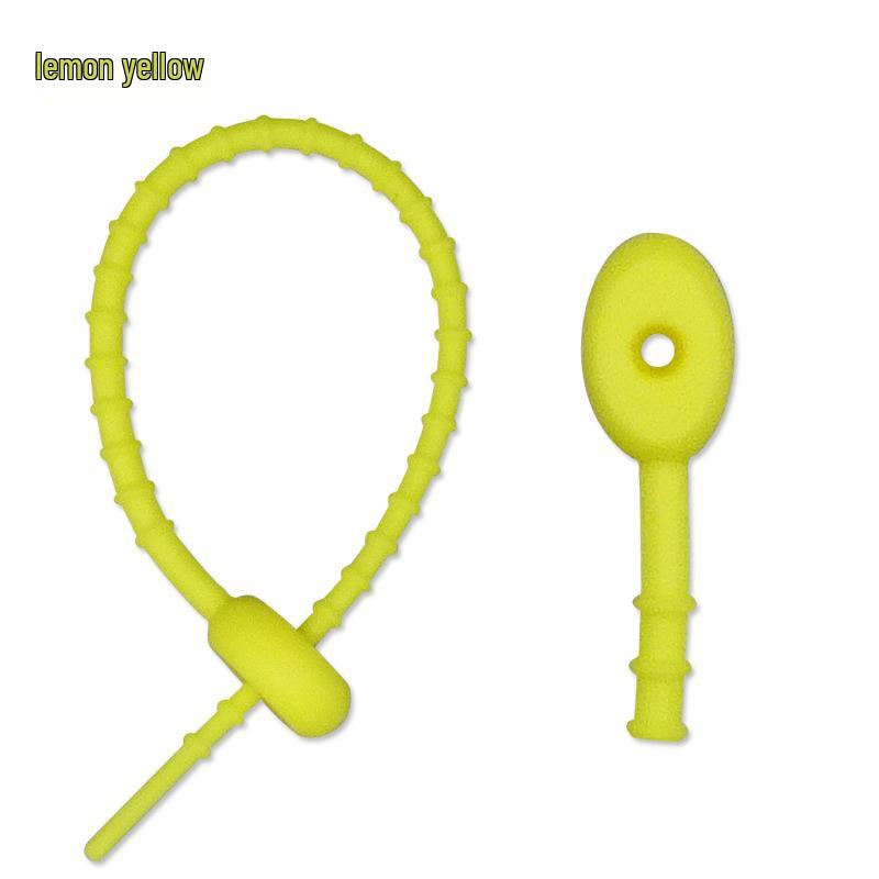 Multicolor TPR Silicone Zip Ties: Elastic Self-Locking, Reusable Cable Organizers & Keychain Pendants.