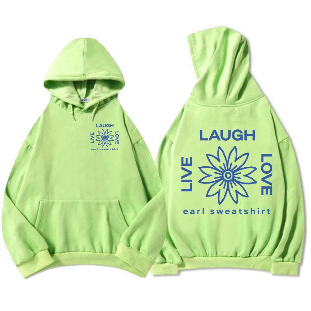LLL FLOWER Print Hoodies Earl Sweatshirt Live Laugh Love Sweatshirt Autumn Fleece Male Hooded Pullovers Casual Men Clothes
