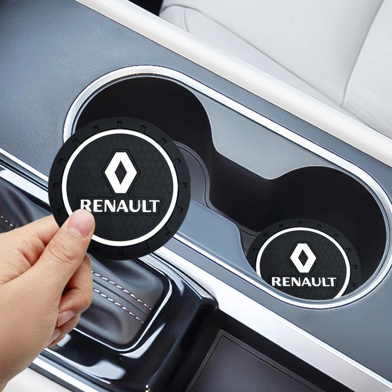 2026 Hot For Renault Interior Stickers Car Coaster Water Cup Slot Non-Slip Mat Pad Emblem Interior For Renault Megane 2 3 4 Twin Y999