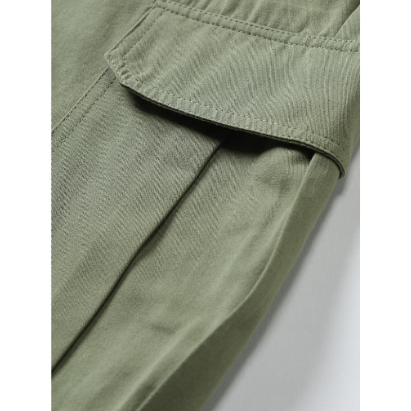 Men Button Fly Multi Flap Cargo Pocket Washed Twill Casual Bermuda Shorts Outdoor Walking Pants
