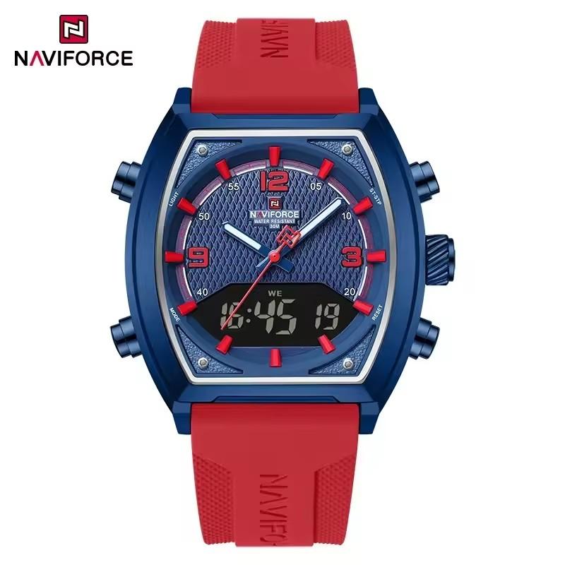 NAVIFORCE NF9242 9242 Мужские Кварцевые Часы Спортивные Водонепроницаемые Силиконовый Ремешок Повседневные Цифровые Часы Модные Роскошные Наручные Часы для Мужчин