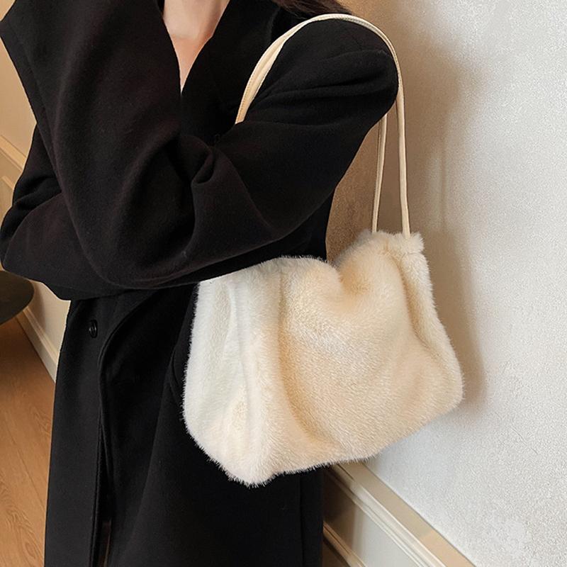 Новая плюшевая сумка-ведро для осени и зимы, женская высококачественная текстурная нишевая дизайнерская сумка-тоут для通勤