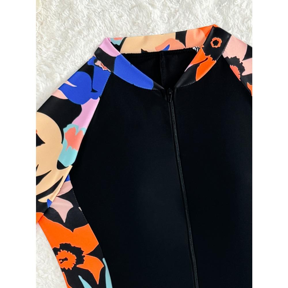 Цельный спортивный купальник на молнии, женский купальник с короткими рукавами для серфинга, солнцезащитный костюм для сноркелинга