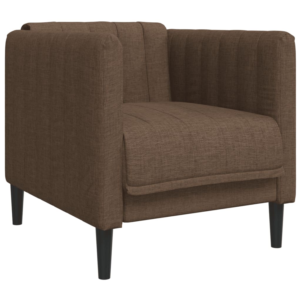 3 Piece Sofa Set Brown Fabric