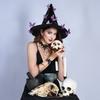 Шляпа ведьмы с декором из 12 бабочек, поля с закруткой, для Хэллоуина, вечеринок, косплея, маскарадный костюм, аксессуар для костюма ведьмы