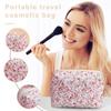 Косметичка с цветочным принтом, большая емкость, на молнии, портативная, многофункциональная, для женщин и девочек, дорожная губная помада, косметический органайзер для туалетных принадлежностей, сумка