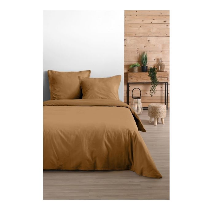 Housse de couette 220 x 240 cm uni jaune curry