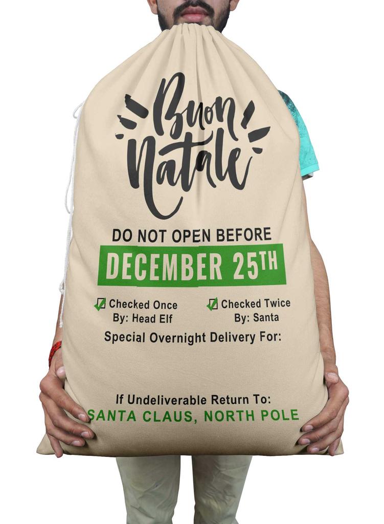 Printtoo 2 шт. Большие мешки Санты с завязками на шнурке, холщовые рождественские подарочные пакеты для детей, Рождество 27x20 дюймов