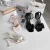French Fashion Bow Square Head Sandals Summer 2024 New Versatile Casual Thin Heel Beautiful Outer Wear Single Shoes