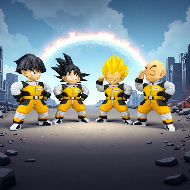 Фигурка Аниме Dragon Ball ПВХ Q-версия Скафандр Гоку Криллин Коллекционная Модель Настольное Украшение Для Фанатов Аниме Модная Игрушка Подарок