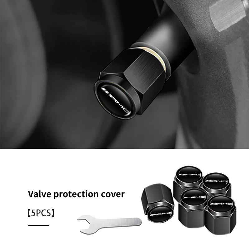 BTY4 5pcs Car Wheel Valve Cap Dust Protection Cover Theftproof Stem For Mercedes Benz AMG W202 W212 W213 W220 W221 W222 C180 C200
