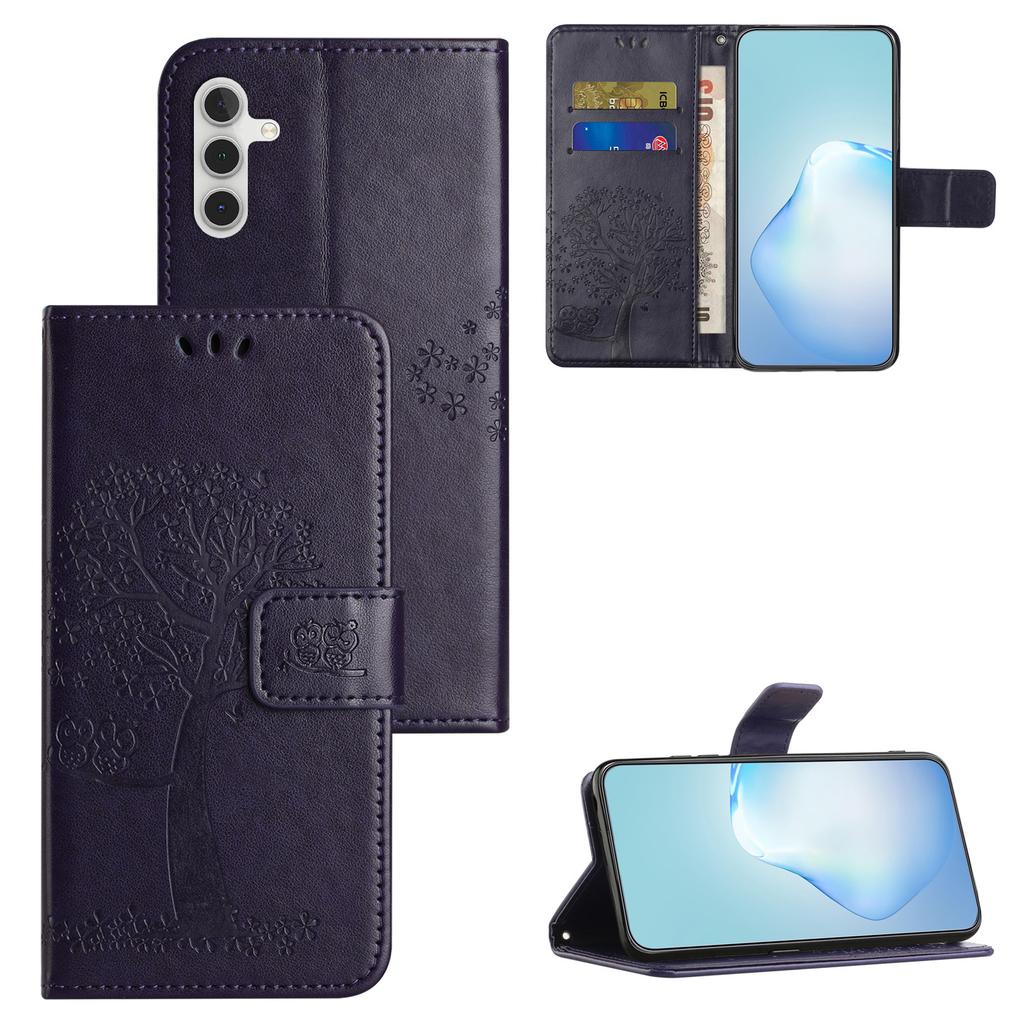 For Samsung Galaxy A56 5G Case PU Leather Owl Tree Imprinted Wallet Phone Cover
