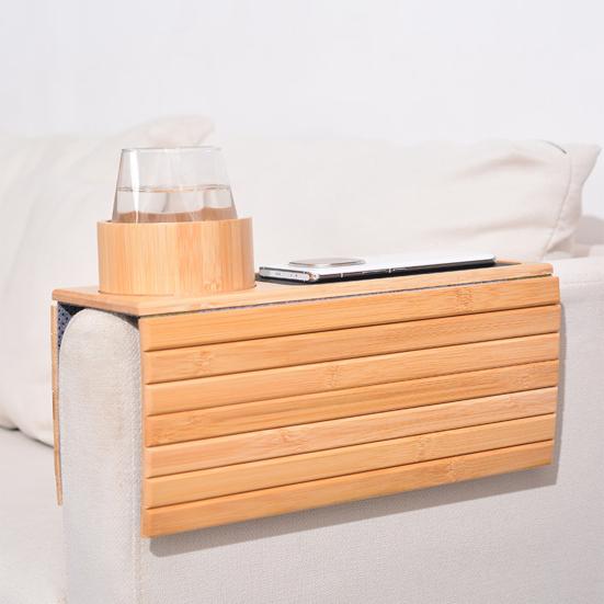 Подставка для подлокотника дивана Yousheng Bamboo с подстаканником, противоскользящий поднос для дивана, складной столик для дивана, телефон, пульт дистанционного управления