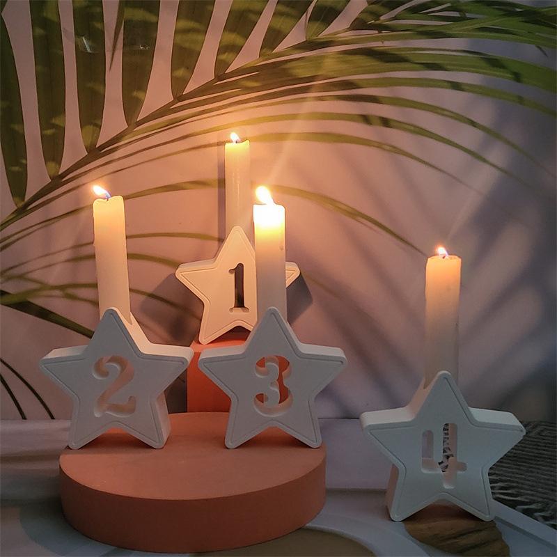 4 шт. Форма для подсвечника в виде звезды, украшение для подсвечника, гипсовая форма для самостоятельного изготовления из силикона