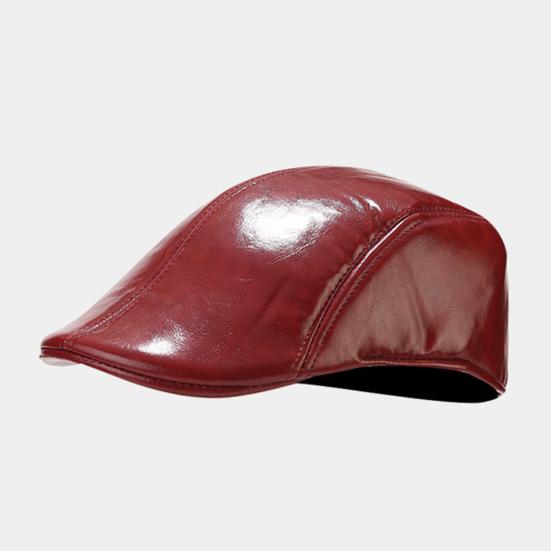 Мужская шляпа в винтажном стиле, однотонная, гладкая, из искусственной кожи, современная шляпа, берет для мужчин среднего возраста, для холодной погоды, для походов, путешествий, английская кепка для газетчика