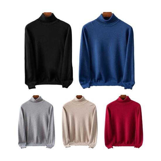 Осень-зима мужской свитер с высоким воротником, толстый эластичный трикотаж с длинными рукавами, теплый однотонный трикотаж, свободный повседневный деловой свитер