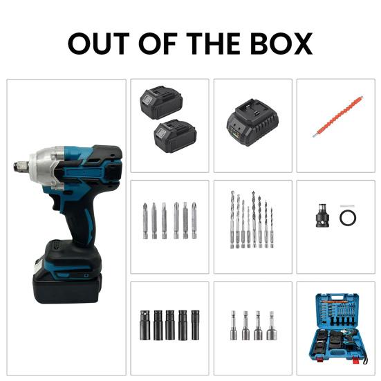 Электрический ударный гайковерт 45659 дюймов Аккумуляторный Бесщеточный Быстрая зарядка Регулируемый крутящий момент Ударный гайковерт Автореверс