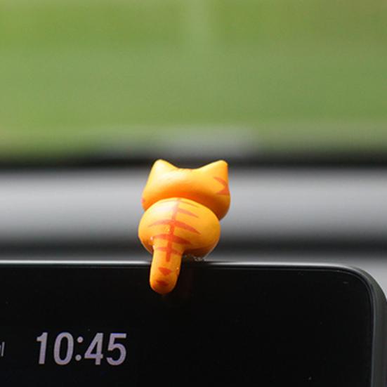 6Pcs Mini Cat Statues Car Center Console Decoration Set Adorable Simple Installation Rear View Mirror Cute Kitty Figurines