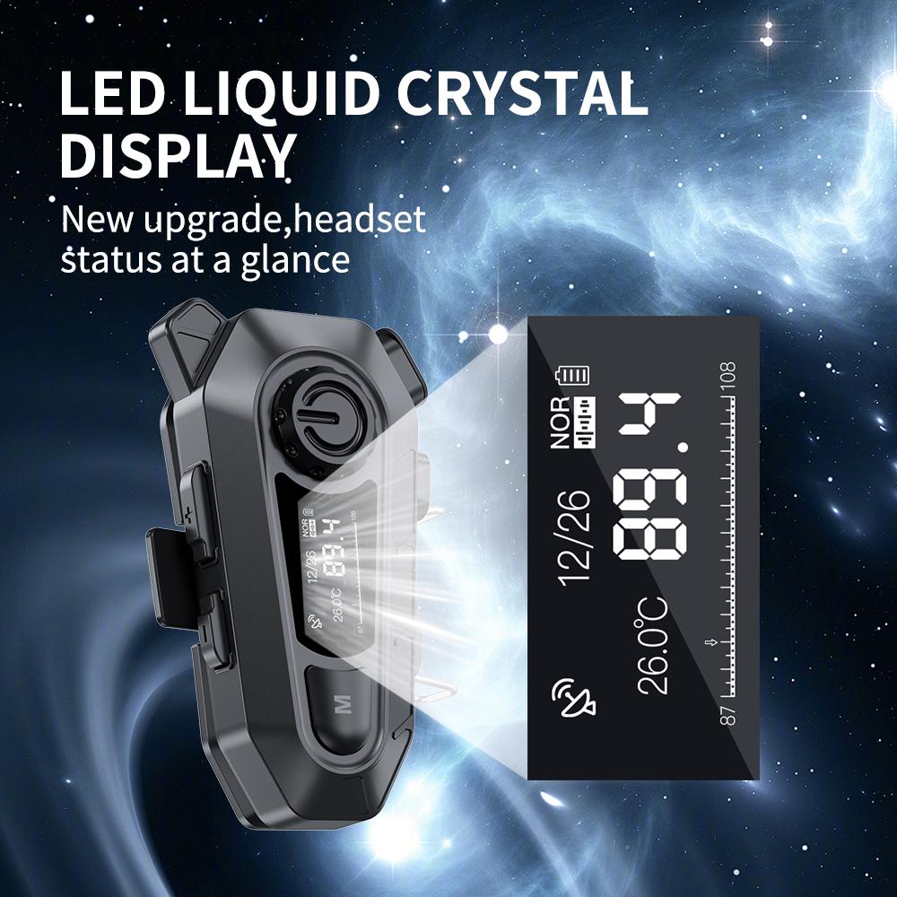 Bluetooth мотоциклетный шлем гарнитура беспроводной громкой связи водонепроницаемые наушники с FM радио поделиться музыкой светодиодный дисплей для гонщика