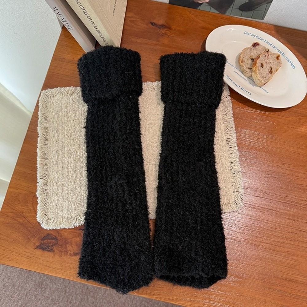 Thick Warm Fuzzy Leg Warmers Turn-Cuff Design Wool Blend Leg Warmers Cozy Calf Leg Socks For Women
