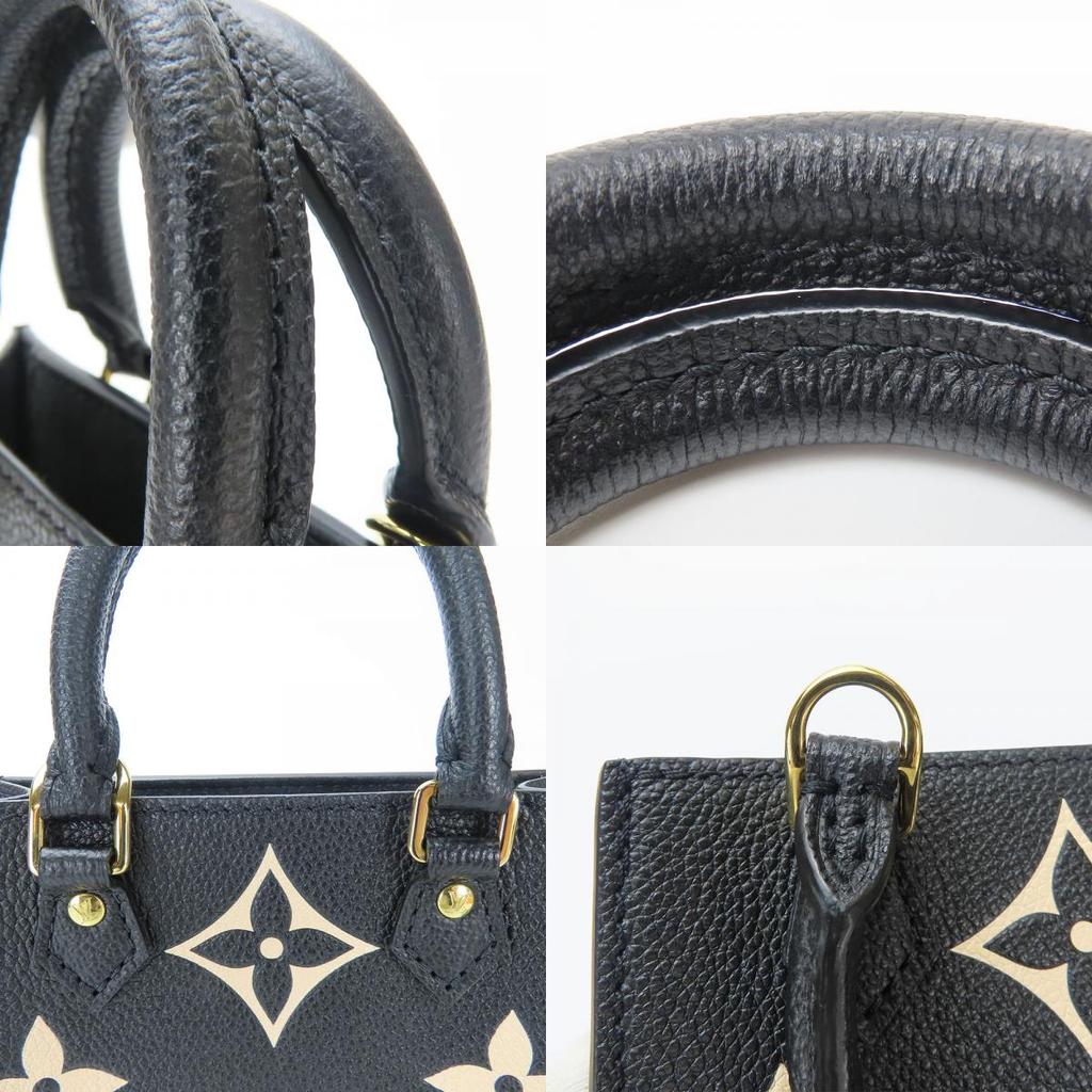 Used LOUIS VUITTON Handbag Petit Sac Plat M81416 Monogram Ann Platt Black Beige 2WAY