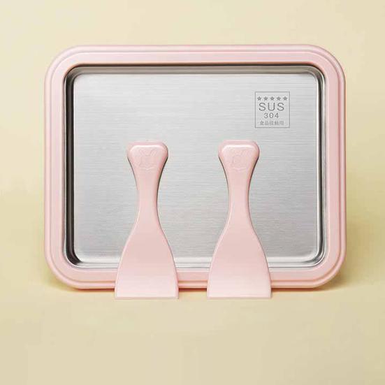 Fried Ice Machine Stainless Steel Large Freezing Tray with 2 Non-Stick Scrapers Fried Yogurt Maker for Rolled Ice Cream Popsicles