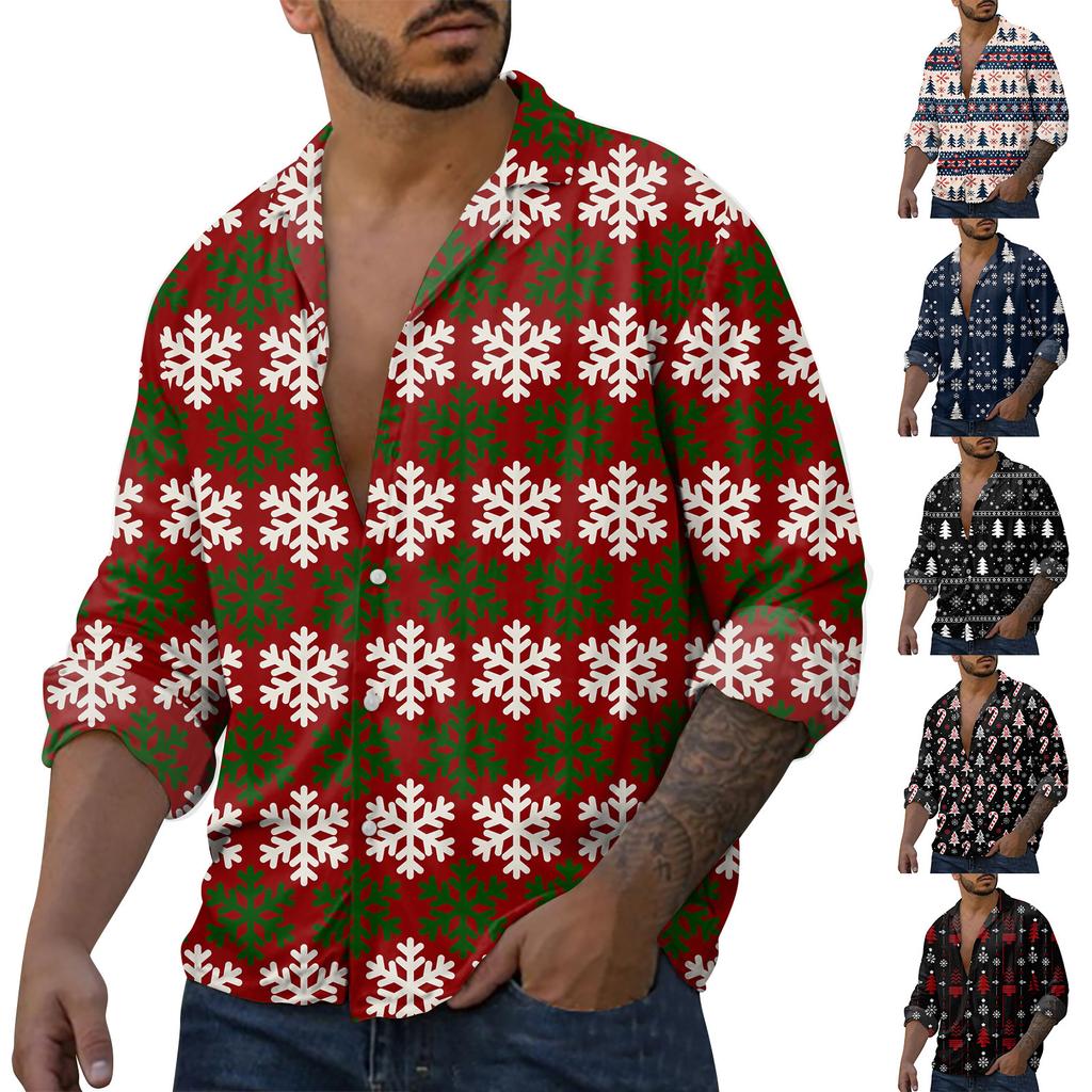 Men'S Casual Loose Fitting Long Sleeved Shirt Fashionable Lapel Shirt Top