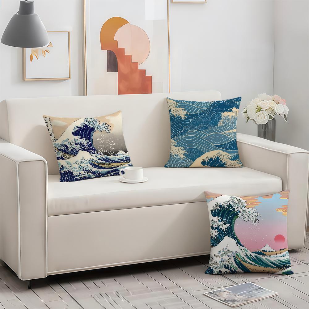 Japan The Great Wave KKanagawa cushion cover Birthday Anniversary Gifts Double Sided Printed Zipper Cushion Cover
