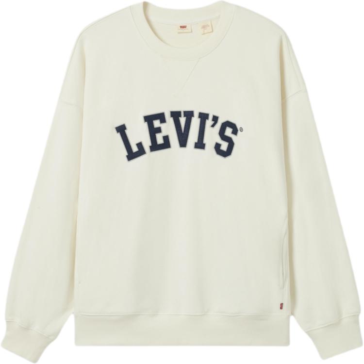 Толстовка Levis свободного кроя с вышивкой логотипа и принтом, с длинным рукавом, мужская, бежевая 002HL-0000
