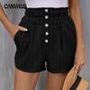 Летние женские шорты, повседневные шорты с сотней карманов, шорты на пуговицах с высокой талией, короткие брюки с эластичной резинкой на талии