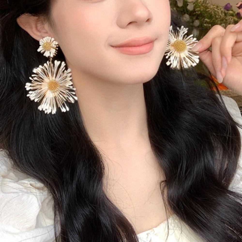 Изысканные серьги-гвоздики в виде подсолнуха, шикарные серьги в виде морского пляжа, модные цветочные серьги-гвоздики для вечеринки