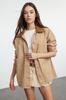 Women's Fashion Brown Collar Suede Denim Shirt Jacket