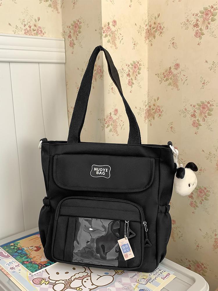 Ins Girl College Style Canvas Messenger Bag Small Fresh Large Capacity Female Student Class Commuting Shoulder Bag