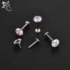 ZS 2Pcs/lot 16G/18G Crystal Lip Labret Piercing G23 Titanium Lip Studs Cartilage Earring Guiding Needle Daith Helix Piecings