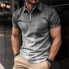 Men's Shirt Polo Casual Zip Short Sleeve Fashion Casual Zipper Summer Spring Regular Fit 3D Purple Stripe Print Shirt