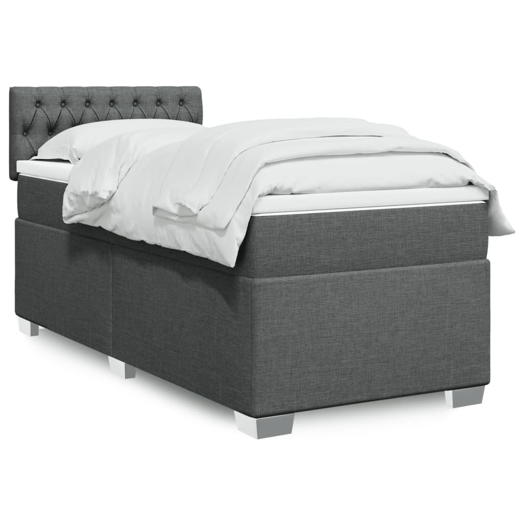 Box Spring Bed with Mattress Dark Gray 90x190 cm Fabric
