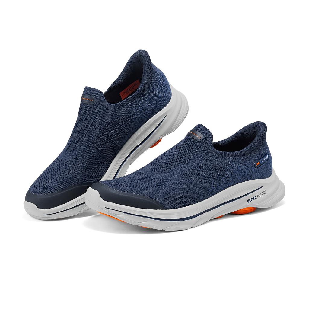 Skechers Go Walk 8 Летние слипоны Мягкая подошва Легко надевать и снимать Удобная амортизация Спортивная обувь для ходьбы Дышащие Повседневная обувь Мужские кроссовки 216784-NVOR
