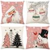 Christmas Pillow Cover Cartoon Santa Claus Print Pillow Cushion Home Decoration Pillow Cover