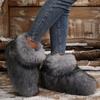 Fashion Women's Winter Snow Boots Outdoor Luxury Furry Faux Fox Fur Boots Woman Plush Warm Platform Shoes New Fashion Bottes Big Size