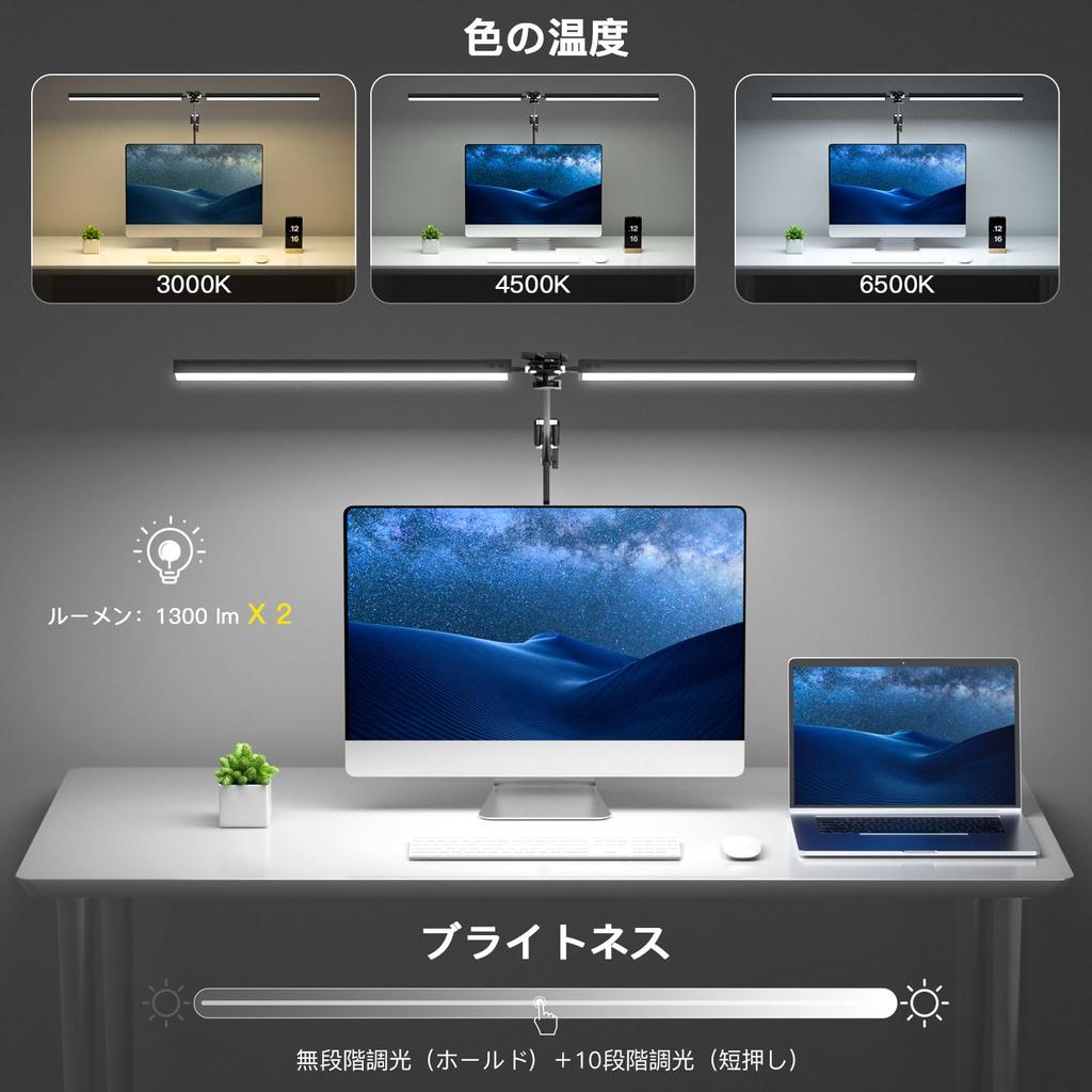 CHICLEW Desk Light LED 24W Stand Light Wide Table Light Stand Light Swing Arm Double Head Table Light 3 Color Lighting Stepless Dimming Architect